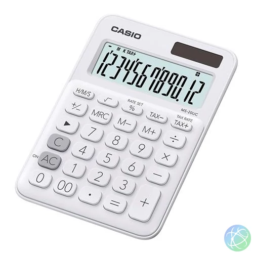 Számológép, asztali, 12 számjegy, CASIO, "MS 20 UC", fehér