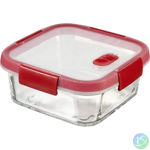 Ételtartó, szögletes, üveg, 0,7 l, CURVER "Smart Cook", piros