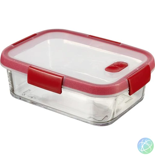 Ételtartó, szögletes, üveg, 0,9 l, CURVER "Smart Cook", piros