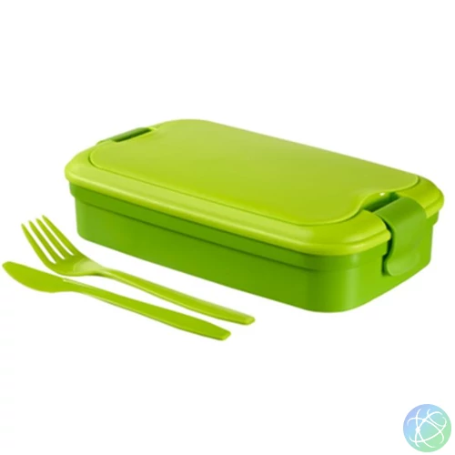 Ételtartó, evőeszközzel, CURVER "Lunch&Go", zöld