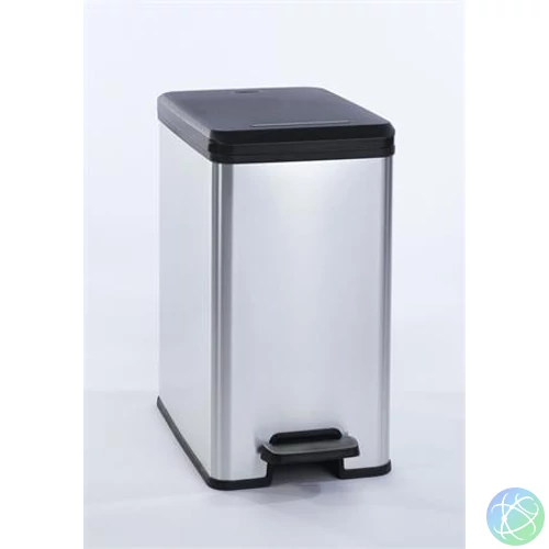 Pedálos szemetes, 25 l, CURVER "Slim Bin", fekete-ezüst