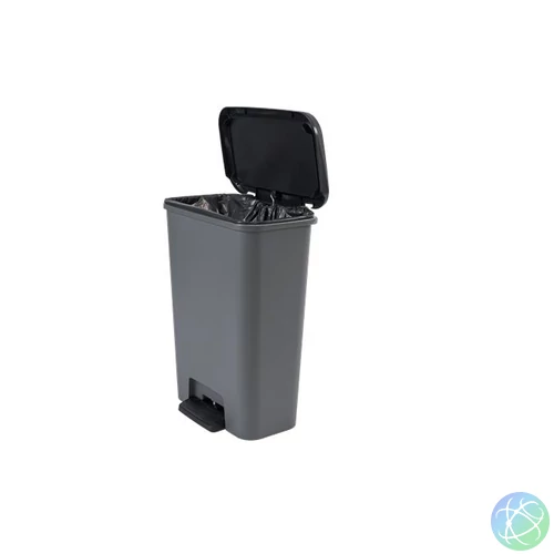 Pedálos szemetes, téglalap alakú, 50 l, CURVER "Compatta", sötétszürke