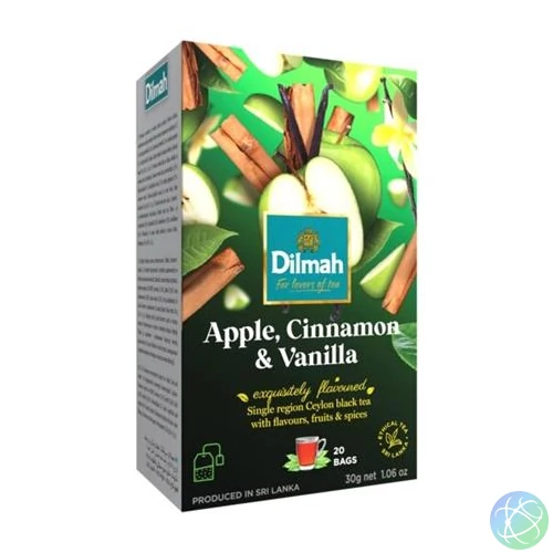 Fekete tea, 20x1,5g, DILMAH, alma-fahéj-vanília