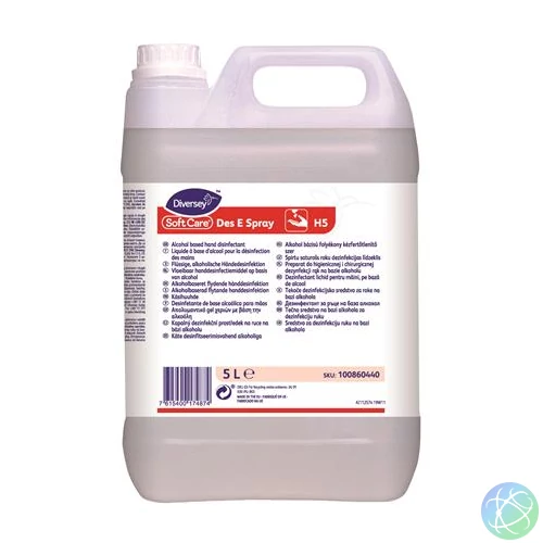 Kézfertőtlenítő folyadék, alkoholos, 5 l, DIVERSEY "Soft Care Des E Spray"