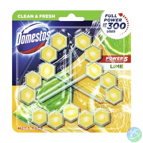 WC frissítő blokk, 3 db-os, DOMESTOS "Power 5", lime