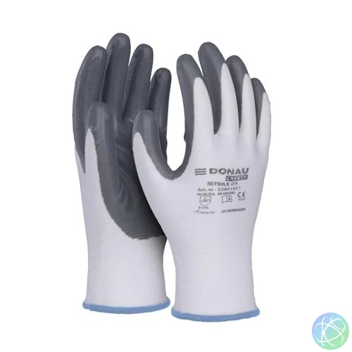 Szerelőkesztyű, nitril, DONAU "Safety 01", 9/L méret, szürke
