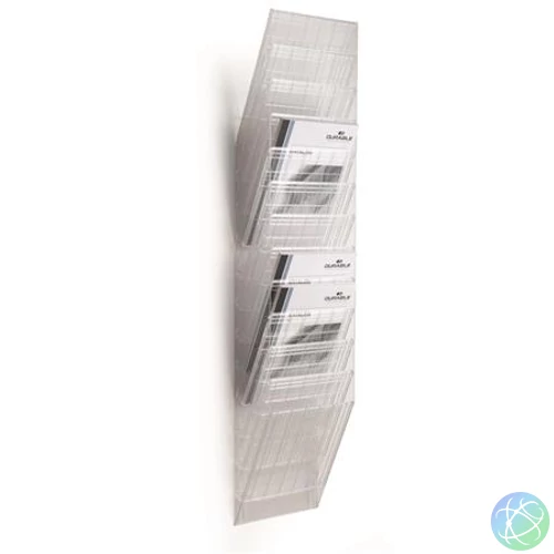 Prospektustartó, fali, álló, A4, DURABLE "FLEXIBOXX 12", áttetsző