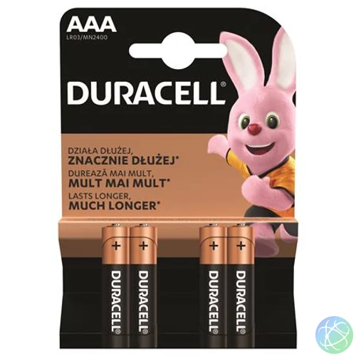 Elem, AAA mikro, 4 db, DURACELL "Basic"