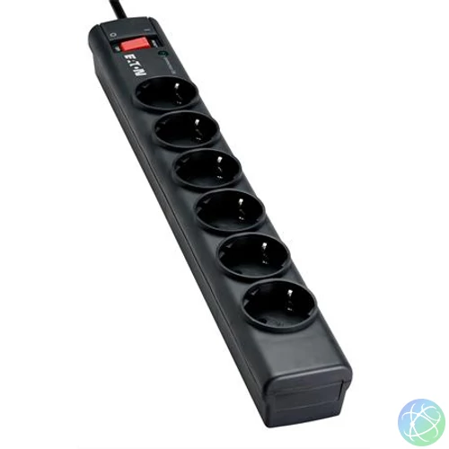 Elosztó, 6 aljzat, túlfeszültségvédő elosztó, EATON "Protection Strip"