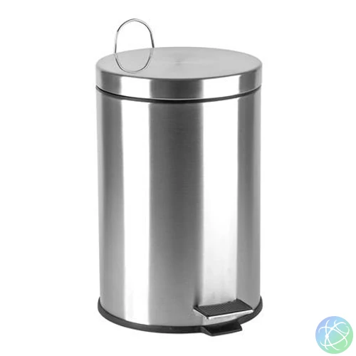 Pedálos szemetes, rozsdamentes acél, kivehető műanyag vödörrel, 12 liter