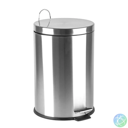 Pedálos szemetes, rozsdamentes acél, kivehető műanyag vödörrel, 20 liter