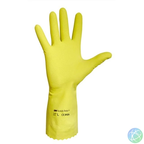 Védőkesztyű, latex, 7-es méret, sárga