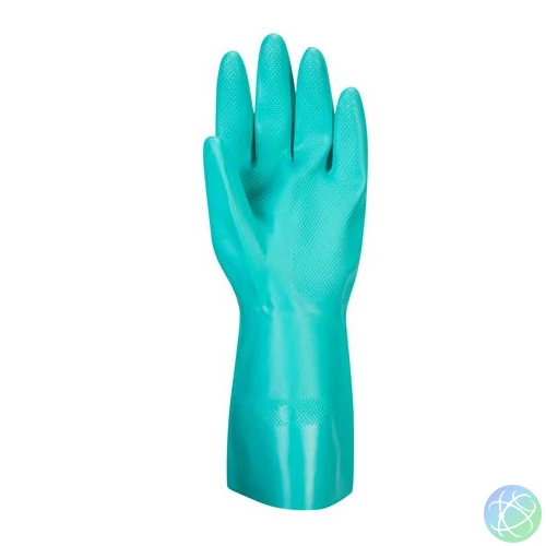 Védőkesztyű, nitril, vegyszerálló, hosszúszárú, M méret "Nitrosafe"