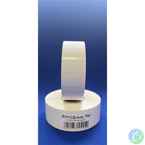 Etikett, thermo, 20x32 mm, 2500 etikett/tekercs, fehér