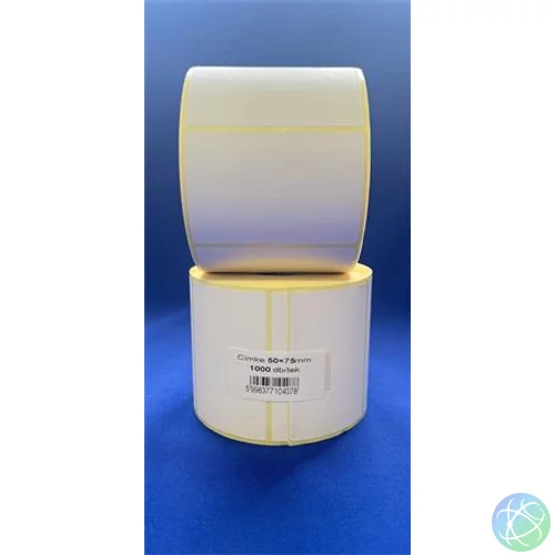 Etikett, thermo, 50x75 mm, 1000 etikett/tekercs, fehér