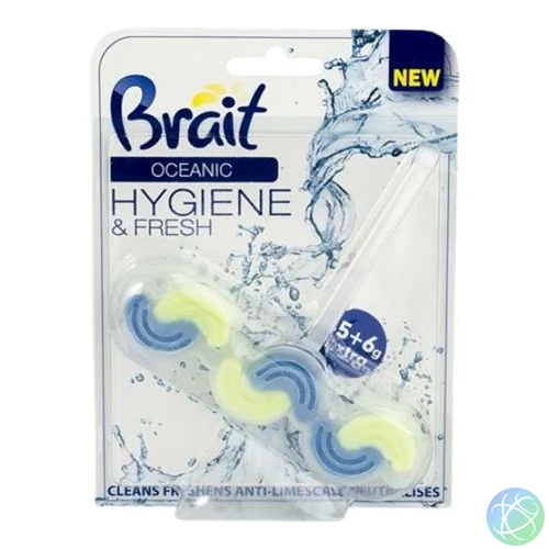 WC tisztító blokk, 2 fázisú, 3x45 g, "Brait Hygiene and fresh", óceán