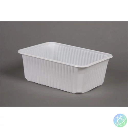 Ételtároló doboz, műanyag, szögletes, mikrózható, 1000 ml, 50 db, "Varia", fehér