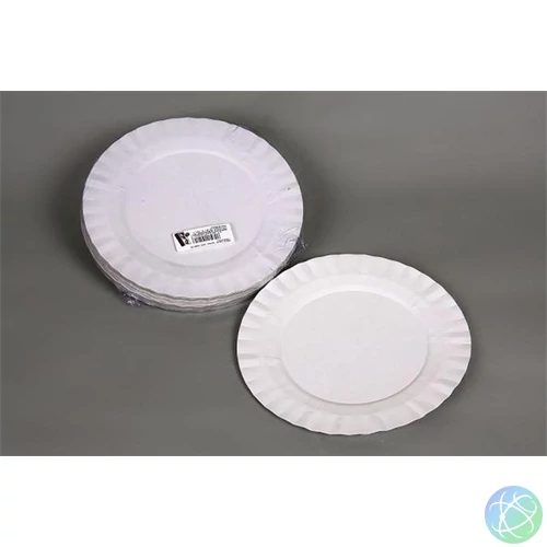 Papírtányér, kerek, desszertes, 19 cm, 50 db, fehér