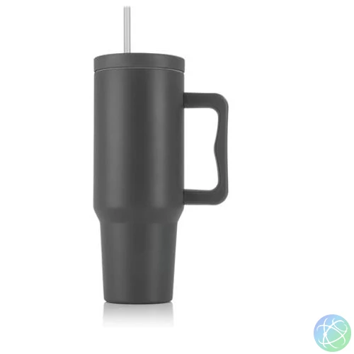 Termoszbögre, 1,2 l,  szívószállal, füllel, szürke