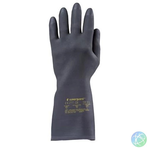 Védőkesztyű, neoprén, vegyszerálló, érdesített, kesztyű, 8/M méret, fekete