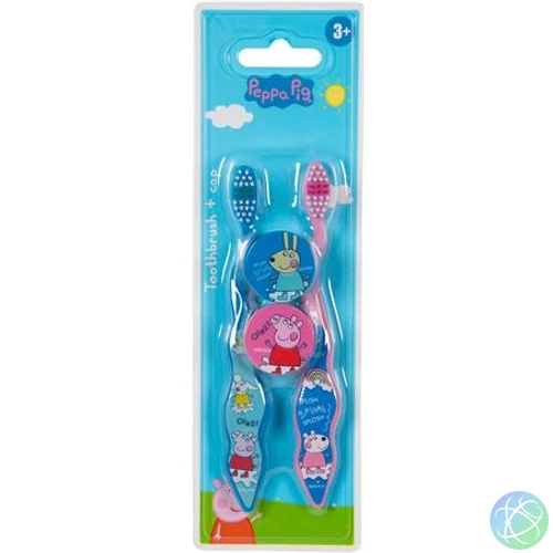 Fogkefe, gyerekeknek, puha, 2 db, kupakkal, 3+, "Peppa Pig"