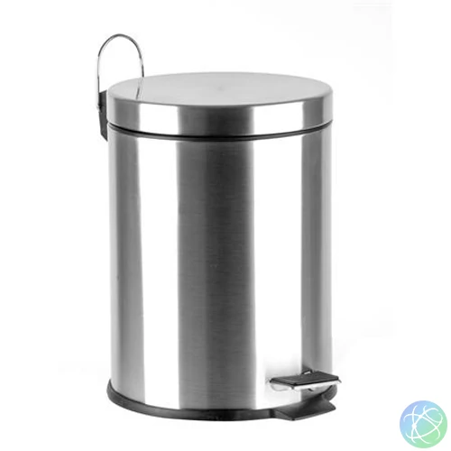 Pedálos szemetes, rozsdamentes acél, kivehető műanyag vödörrel, 10 liter