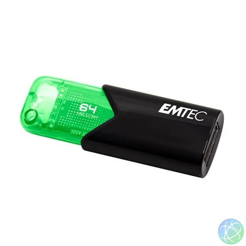 Pendrive, 64GB, USB 3.2, EMTEC "B110 Click Easy", fekete-zöld