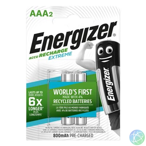 Tölthető elem, AAA mikro, 2x800 mAh, előtöltött, ENERGIZER "Extreme"