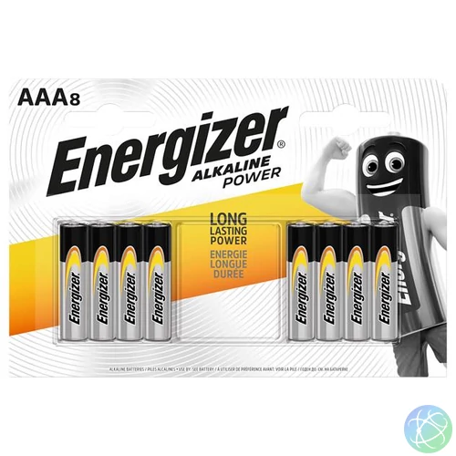 Elem, AAA mikro, 8 db, ENERGIZER "Alkaline Power"