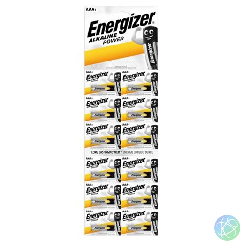 Elem, AAA mikro, 12 db, egyesével téphető, ENERGIZER "Alkaline Power Kartella"