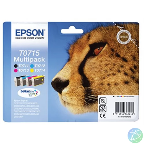T07154010 Tintapatron multipack Stylus D78, D92, D120 nyomtatókhoz, EPSON, b+c+m+y, 23,9ml