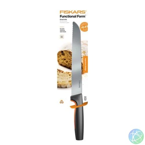 Kenyérvágókés, 21 cm, FISKARS "Functional Form" fekete