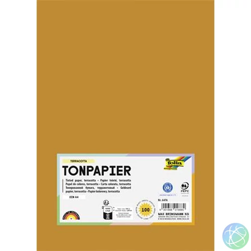 Színes papír, A4, 130 g, 100 lap, FOLIA, terrakotta