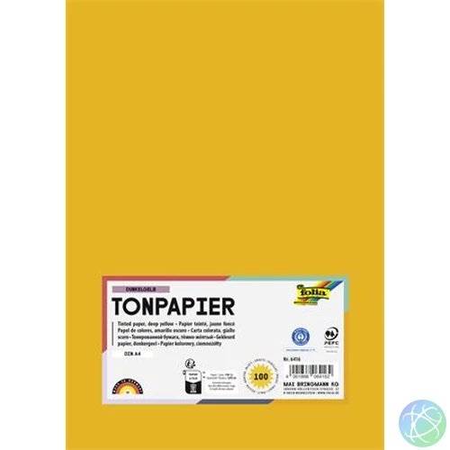 Színes papír, A4, 130 g, 100 lap, FOLIA, sötétsárga