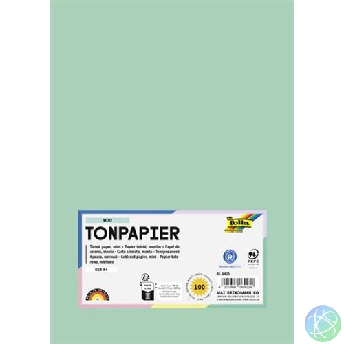 Színes papír, A4, 130 g, 100 lap, FOLIA, menta