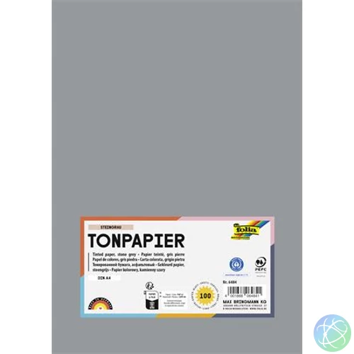 Színes papír, A4, 130 g, 100 lap, FOLIA, kőszürke