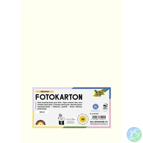 Dekorkarton, 2 oldalas, A4, 300 g, 50 lap, FOLIA, gyöngyfehér