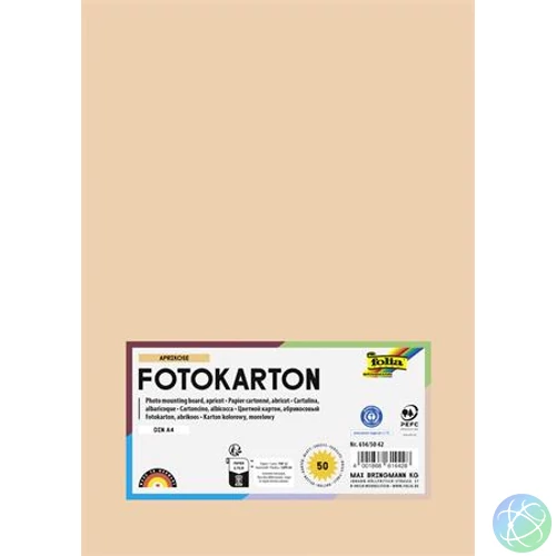 Dekorkarton, 2 oldalas, A4, 300 g, 50 lap, FOLIA, barack