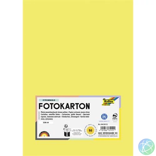 Dekorkarton, 2 oldalas, A4, 300 g, 50 lap, FOLIA, citromsárga