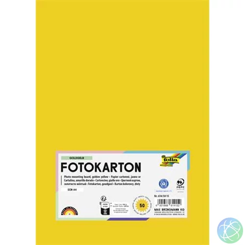 Dekorkarton, 2 oldalas, A4, 300 g, 50 lap, FOLIA, aranysárga