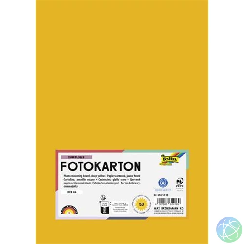 Dekorkarton, 2 oldalas, A4, 300 g, 50 lap, FOLIA, mélysárga