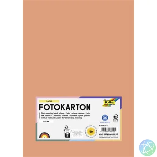 Dekorkarton, 2 oldalas, A4, 300 g, 50 lap, FOLIA, lazacszínű
