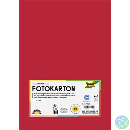 Dekorkarton, 2 oldalas, A4, 300 g, 50 lap, FOLIA, tűzpiros