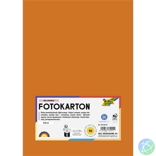 Dekorkarton, 2 oldalas, A4, 300 g, 50 lap, FOLIA, világosnarancs