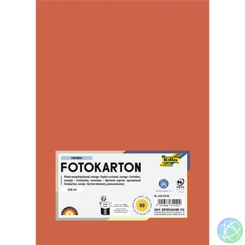 Dekorkarton, 2 oldalas, A4, 300 g, 50 lap, FOLIA, narancs