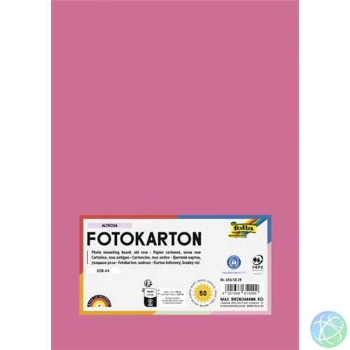 Dekorkarton, 2 oldalas, A4, 300 g, 50 lap, FOLIA, fáradt rózsaszín