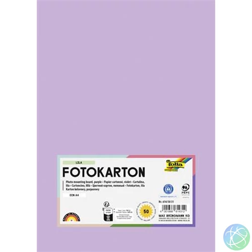 Dekorkarton, 2 oldalas, A4, 300 g, 50 lap, FOLIA, halvány orgonalila