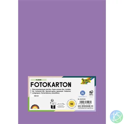 Dekorkarton, 2 oldalas, A4, 300 g, 50 lap, FOLIA, sötét orgonalila
