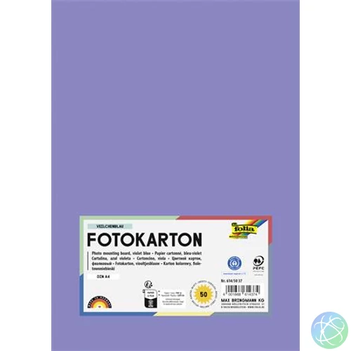 Dekorkarton, 2 oldalas, A4, 300 g, 50 lap, FOLIA, ibolyakék