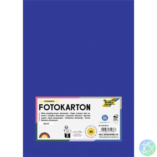Dekorkarton, 2 oldalas, A4, 300 g, 50 lap, FOLIA, mélykék